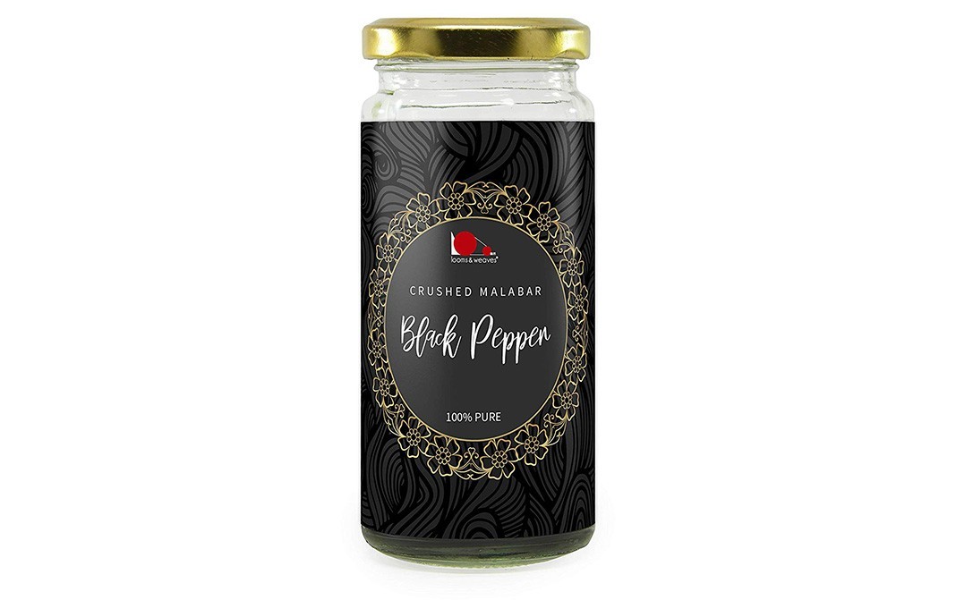 Looms & Weaves Black Pepper (Crushed Malabar)    Glass Jar  100 grams